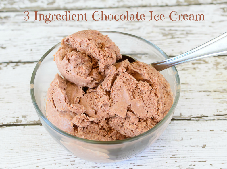 3 Ingredient Chocolate Ice Cream- No Ice Cream Machine Needed! This easy homemade ice cream recipe is the perfect summer treat. Yum!