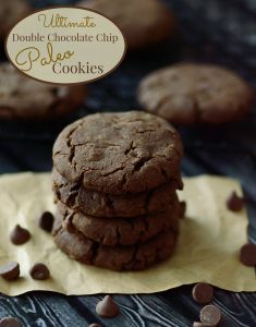 Ultimate Double Chocolate Chip Paleo Cookies. If you are on a paleo diet then these cookies are the perfect paleo dessert for you. This is the best recipe for paleo cookies ever. Rich and chocolately, the perfect caveman treat.