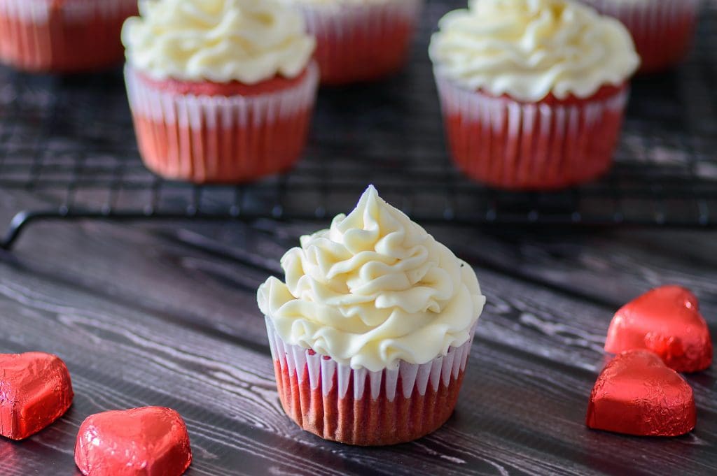 Gluten Free Red Velvet Cupcakes. I'm in love with these gorgeous cupcakes! Gluten free and can even be turned into a paleo recipe with just a few simple tweaks. What a great Valentine's Day dessert.