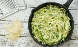 One Skillet Garlic Parmesan Zoodles. healthy, low carb, paleo and gluten free alternative to regular noodles. Even if you don't usually like zucchini, you will LOVE these! Substitute them for noodles in your favorite dishes for a fresh and healthy recipe!