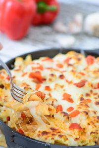 Roasted Red Pepper Chicken Alfredo Casserole. Every bite is a flavor explosion. Everybody in the family will love this delectable dish!