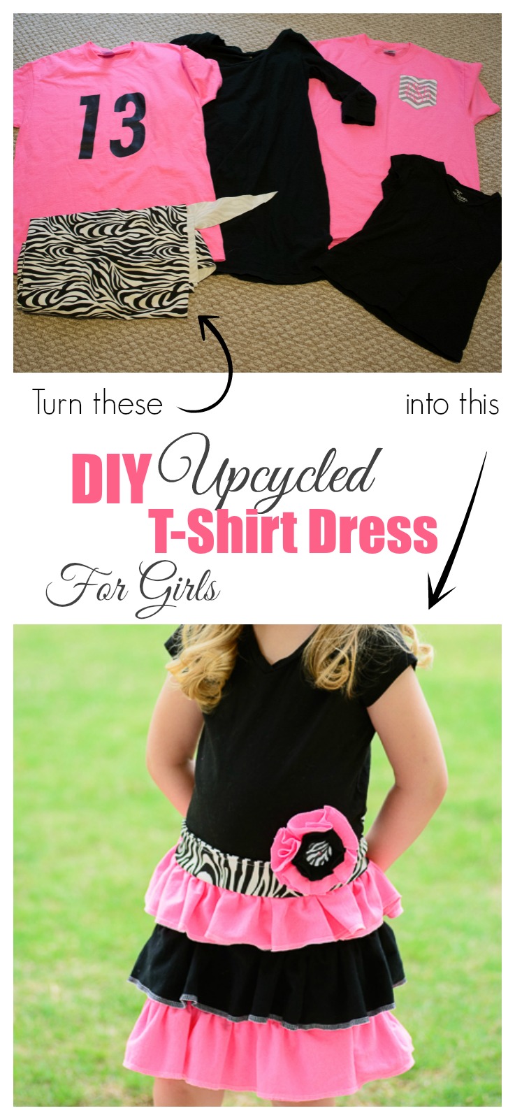 DIY Upcycled T-shirt Dress for Girls