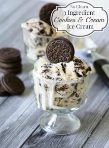 No Churn 3 Ingredient Cookies & Cream Ice Cream. What kid or adult doesn't love Cookies 'n Cream ice cream on a hot summer day.