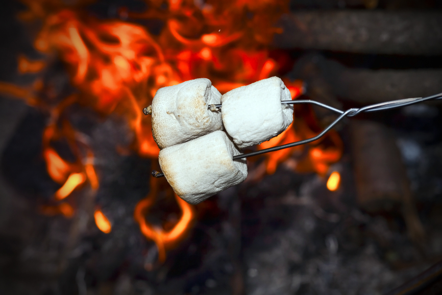 Marshmallows over the fire.