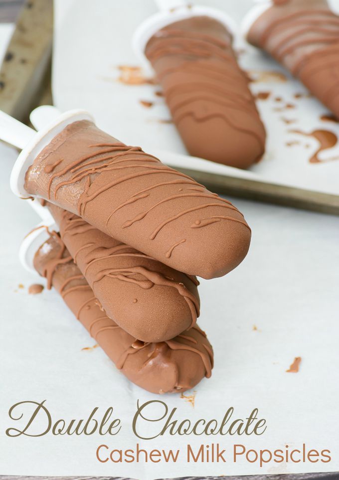 Double Chocolate Cashew Milk Popsicles. A yummy frozen chocolate treat for warm summer afternoons!