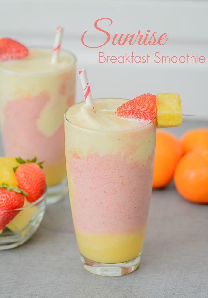 Sunrise Breakfast Smoothie. The perfect way to kickstart your morning.Packed full of protein, probiotics and fruit, your whole family will love waking up to this. 