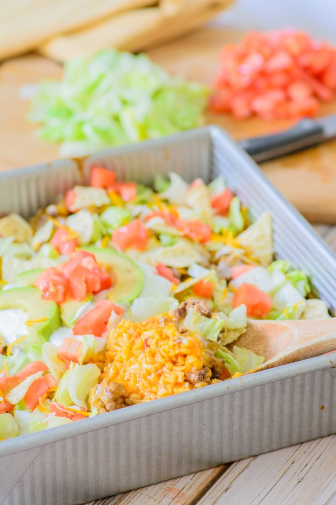 Easy Freeze Ahead Taco Casserole. Perfect dinner to make and freeze in batches so you always have an easy dinner option in the freezer!