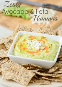 Zesty Avocado and Feta Hummus. It's like guacamole and hummus had a delcious baby! One of the best hummus recipes out there.