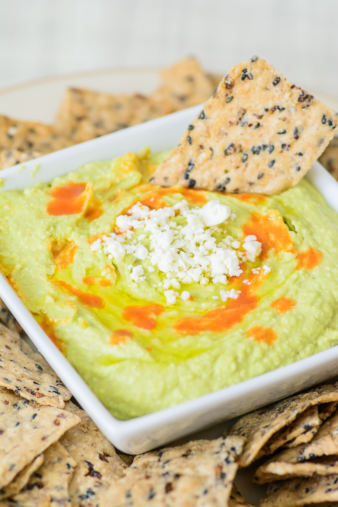 Zesty Avocado and Feta Hummus. It's like guacamole and hummus had a delcious baby! One of the best hummus recipes out there. 