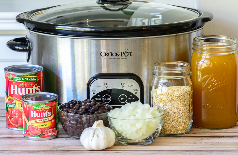 Thick and Hearty Vegetarian Slow Cooker Chili Recipe. Perfect for crisp fall evenings. No prep time needed, just throw the ingredients in you slow cooker and cook on low for 5 hours. So easy!!
