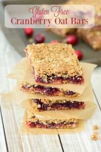 Gluten Free Cranberry Oat Bars. Yummy fall recipe made with fresh cranberries, oats and almond flour. Delicious!