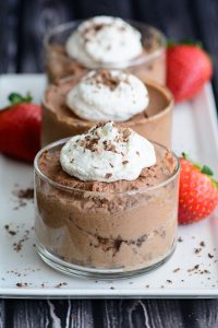 3 Ingredient Chocolate Mousse. No eggs, no fuss. Just 3 simple ingredients and a little mixing and you'll be on your way to indulging in this decadent chocolate mousse. Instructions for a paleo chocolate mousse included too!