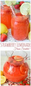 This Strawberry Lemonade recipe is wonderfully refreshing & sweet. Made from scratch with fresh lemon juice and strawberries, everyone is sure to love this recipe!