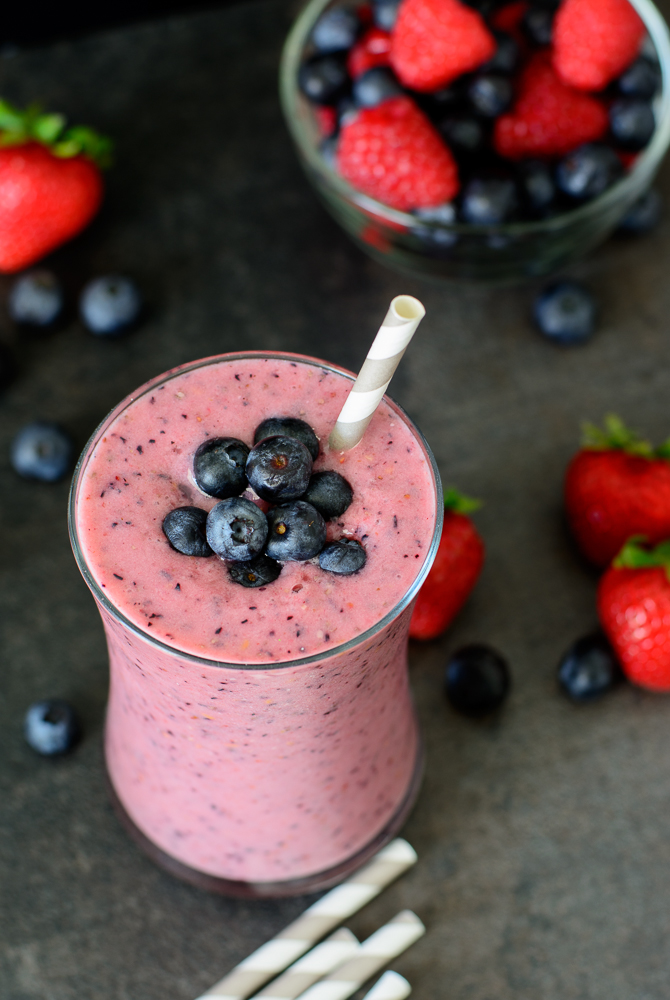 This healthy Post-Workout Berry Superfood Smoothie recipe is full of simple ingredients that will give you a tasty way to refuel your body after a great workout!