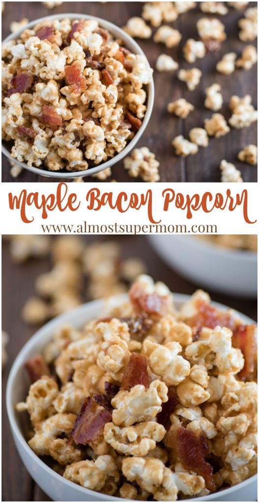 Maple Bacon Popcorn. Sweet maple syrup and savory bacon combine in this heavenly popcorn recipe that is sure to make your taste buds shout for joy! 