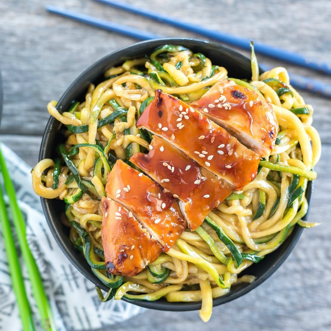 The Best Teriyaki Chicken Zoodle Bowl